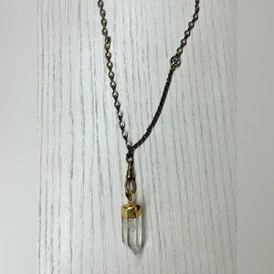 FOSSIL CRYSTAL GEM GOLD CHAIN NECKLACE